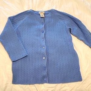 L.L.Bean Womens 3/4 Sleeve Periwinkle Button Cardigan Small